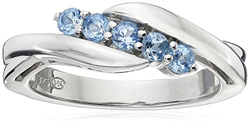 Sterling Silver Five-Stone Blue Topaz Ring, Size 8