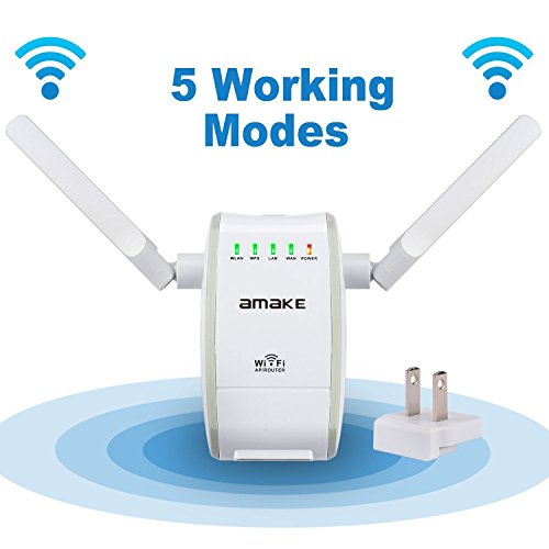 Wifi Router,Amake 300Mbps Wireless Range Extender Hotspot Access Point Amplifier Wireless-N Mini AP Signal Booster 802.11n/b/g High Speed Network Router/AP/Client/Bridge/Repeater Modes with WPS