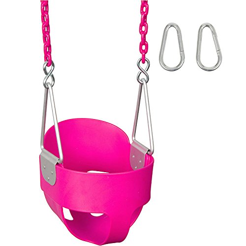 Swing Set Stuff Highback Full Bucket with 5 1/2ft. Coated Chain and SSS Logo Sticker (Pink)