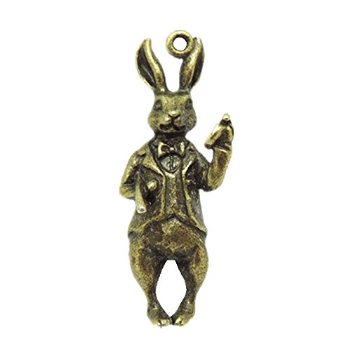 5pcs Antique Bronze Tone Alloy Animal 3d Rabbit Necklace Pendant Charms