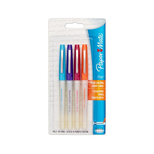 Paper Mate Flair Porous-Point Felt Tip Pen, Medium Tip, 4-Pack, Core Colors (1743146)