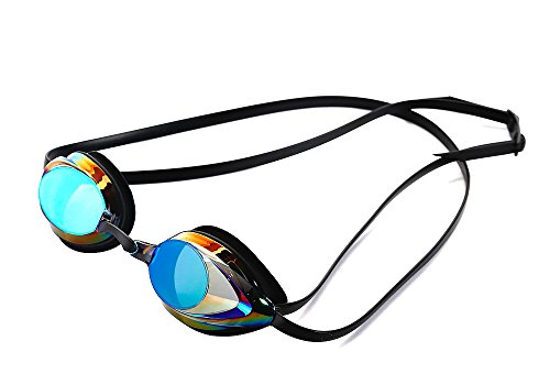 AGM® Adjustable Waterproof Unisex Adult Non Fogging Anti-UV Swimming Goggles Protective Glasses (black)