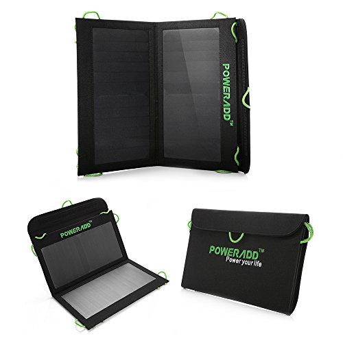 Poweradd™ 14W Dual Port Solar Charger Portable Foldable Solar Panel Charger for Apple iPhone 6 plus 5s 5c 5 4s 4, ipad 2/3/4 mini Air, Samsung Galaxy S6 Edge S5 S4 S3 Note 4 3, LG G4 G3 Vigor, HTC One M9, Blackberry, Other Android Phones and Tablets, Bluetooth Speaker, PSP, GPS, Gopro Camera and Other 5V USB-charged Devices