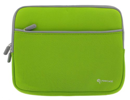 rooCASE Neoprene Netbook Sleeve Case Cover for Toshiba NB505-N508GN 10.1-Inch Netbook Green (Invisible Zipper Dual-Pocket - Neon Green)
