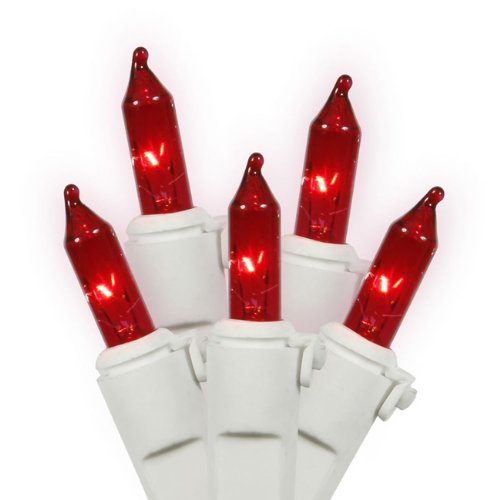 Vickerman 50 Lights Red White Wire End Connecting Lock Set with 4-Inch Spacing and 16-Feet Length, Poly Bag w/ Header Card