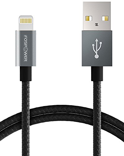 MFI Lightning Cable [2 Packs - 3FT], FosPower Apple MFI 8-pin [Alunimum Connector | Nylon Braided Jacket] Sync Charge Data Cable for iPhone, iPad, iPad Mini, iPod Touch, iPod Nano (Gray)