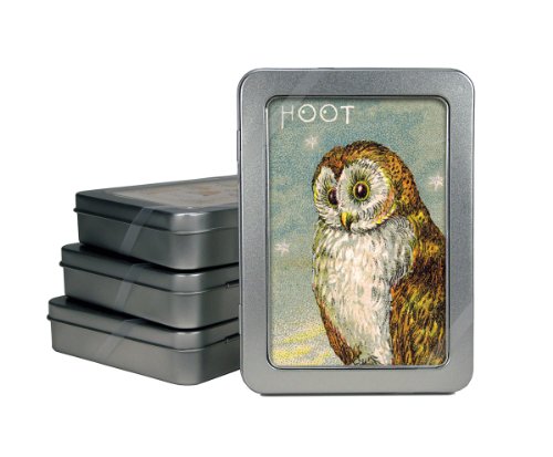 Cavallini Vintage Owl Note Cards, 10 Glittered Cards with Envelopes
