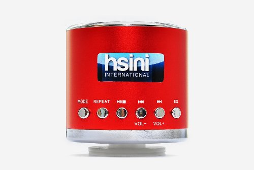 hsini Portable Mini Music SD USB Speaker for PC Mobile Phone MP3 Player - Retail Packaging - Red