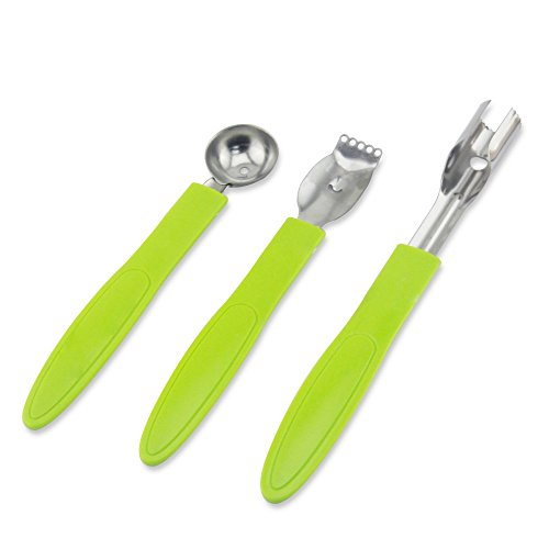 Atalanta® Stainless Steel Kitchen Tool Sets - Lemon Grater Zester with Channel Knife + Melon Baller + Fruit Corer - Kitchen Utensils Gadgets, Fruit & Vegetable Tools for Healthy Lifestyle