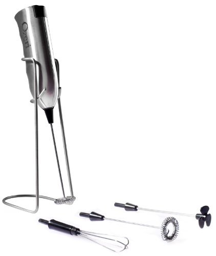 Ozeri Deluxe Milk Frother & Whisk in Stainless Steel, with Stand and 4 Frothing Attachments
