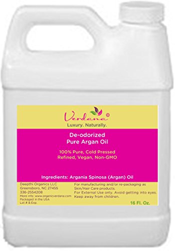 Organic Verdana Pure Argan Oil - 16 Fl. Oz. - Cold Pressed, Refined, De-odorized -100% Pure Cosmetic Grade - Imported From Morocco