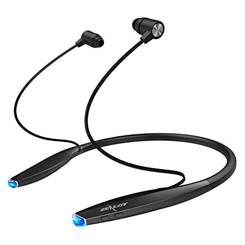 ZEALOT H7 Bluetooth Headphones with Wireless Neckband,Noise Cancelling Mic,Sweatproof Magnetic Earbuds,Tangle Free Cable,3 Sizes of Earbuds,Breathable Mesh Bags Perfect for Iphone 7/7Plus(Black)