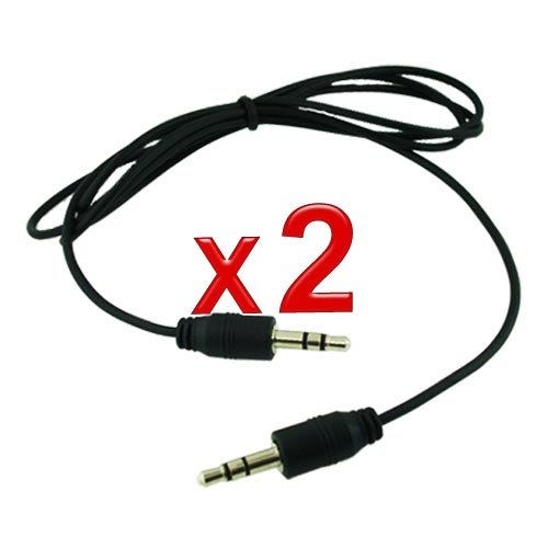 2 pcs of 3.5mm Aux Auxiliary Cord for iPod, Mp3 Players, Cell Phones, Tablet's, PDA's or any device with a standard 3.5 mm headphone jack Black
