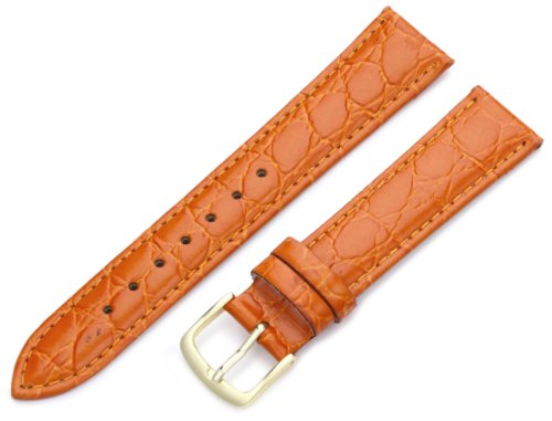 Hadley-Roma Men's MSM717RAG180 18-mm Orange Crocodile Grained Leather Watch Strap