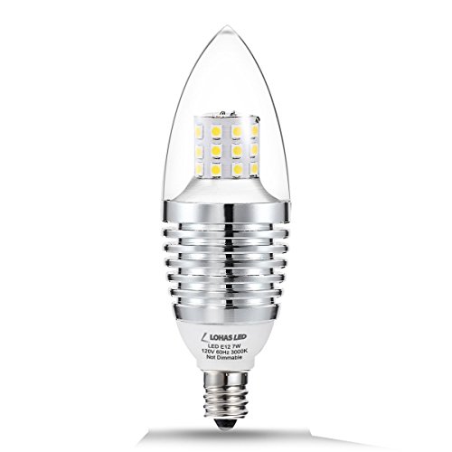 LOHAS LED Bulb Candelabra, SWEETY STYLE 7 Watt Soft White 3000K B35 LED Candle Bulb,65-70W Light Bulbs Equivalent, E12 led bulbs candelabra base , Torpedo LED Bulb