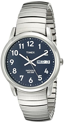 Timex Men's T20031 Quartz Easy Reader Watch with Blue Dial Analogue Display and Silver Stainless Steel Bracelet