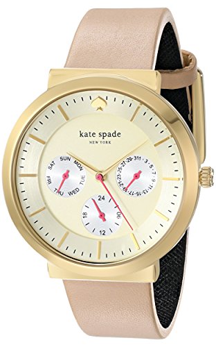 kate spade new york Women's 1YRU0510 Metro Grand Gold-Tone Stainless Steel Watch with Beige Leather Band