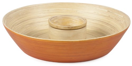 Core Bamboo Round Bamboo Chip and Dip Bowl, Pumpkin