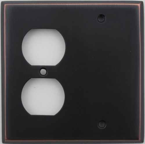 Classic Accents Oil Rubbed Bronze Two Gang Switch Plate - One Duplex Outlet Opening One Blank