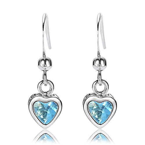 Rizilia Jewelry Appealing Well-liked White Gold Plated Heart Cut Aqua Color Stone Dangle Earrings