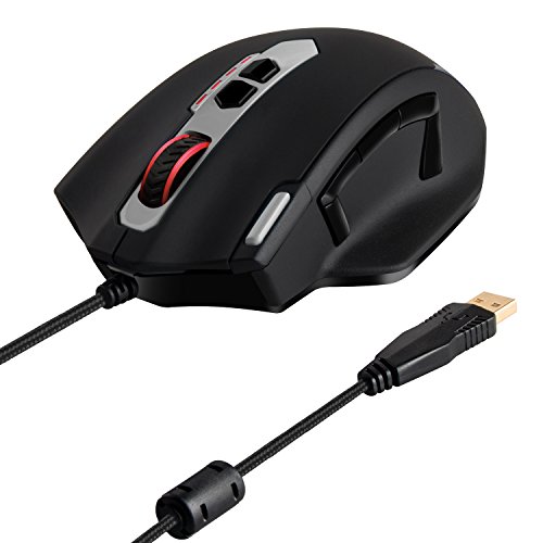 TeckNet HyperTrak Programmable Laser Gaming Mouse with 16400 DPI, 11 Programmable Button, Weight Tuning Cartridge, Omron Micro Switches