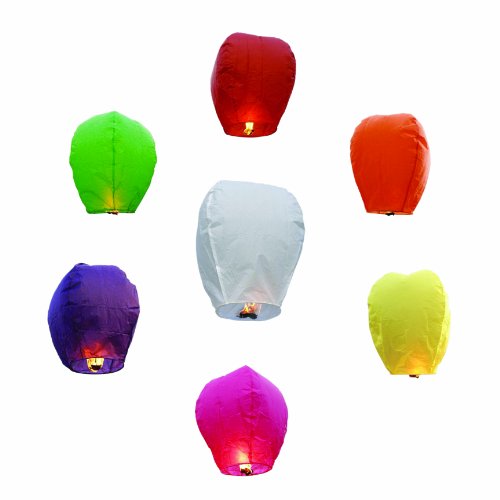 GGI INTERNATIONAL Chinese Sky Fly Fire Lanterns, Multi Color, 10-Piece