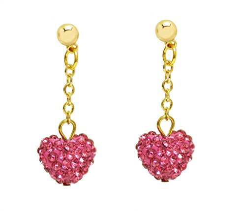Girls Dangle Shamballa Heart Earrings by Minigems