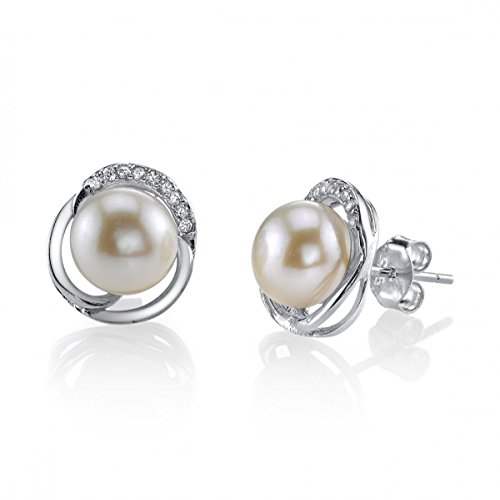 8mm White Freshwater Cultured Pearl & Crystal Johnson Earrings