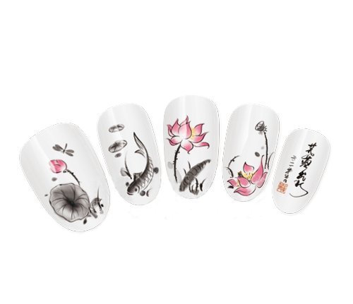 Nicedeco - Beautiful & Fun & Colorful & Fashion nail stickers/tattoo/deacl water transfer s decals koi carp fish/lilly/japanese writing ,Greatly Positive Feedback From Buyer.