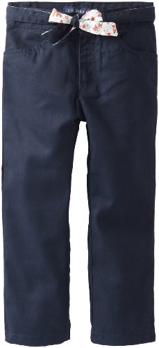 U.S. Polo Assn. School Uniform Girls' Brushed Twill Pant with Reversible Belt