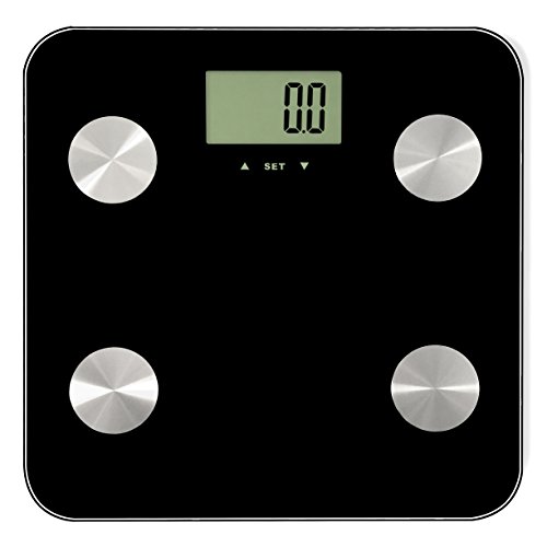 Home Treats High Accuracy Black Bathroom Scale with Body Fat, Hydration, Muscle Mass, Bone Mass Function and Smart Step On Technology
