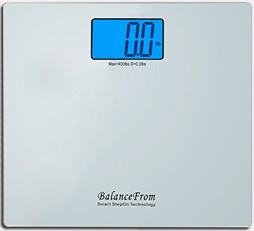 BalanceFrom High Accuracy Digital Bathroom Scale with 4.3 Extra Large Cool Blue Backlight Display and Smart Step-On Technology [NEWEST VERSION]