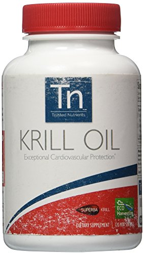 Trusted Nutrients 100% Pure Superba Krill Oil with Astaxanthin: 1000mg Per Serving, 120 Tiny Red Softgels, GPS Traceability, GMO Free, Eco-Harvested