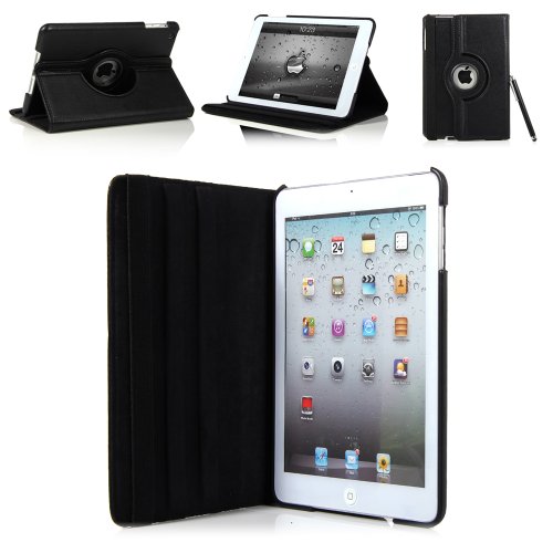 ATC (Black) 360 Degrees Slim Rotating Stand Leather Case Cover for Apple iPad mini 7.9 inch Tablet With Auto Wake / Sleep Feature