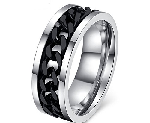 MIGAGA 6-15 Band, Man of Spinner Chain, Stainless Steel Curb Chain Ring