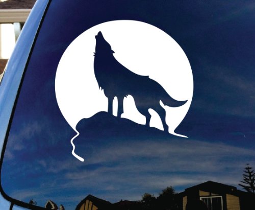 Howling Wolf Moon Car Window Vinyl Decal Sticker 5 Wide