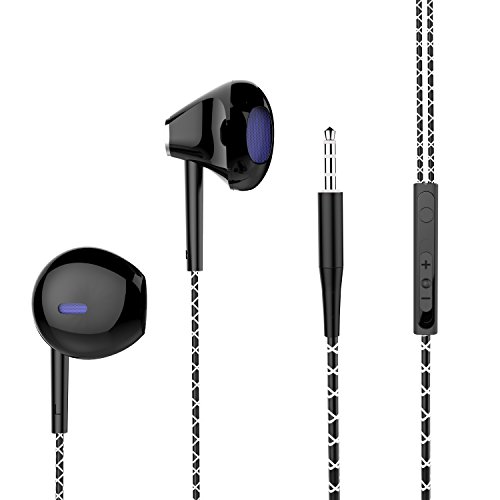 Wotmic In Ear Headphones Apple Earbuds with Microphone iPhone Earphones In Line Control Black
