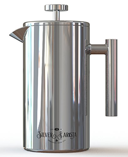 Stainless Steel French Press - 34oz, 8 Cup, Easy Clean, Insulated - Better than Glass Coffee Makers - 100% Happiness Guarantee!