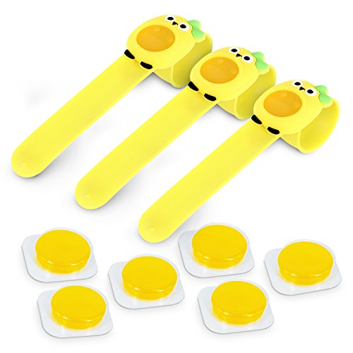 3 Bug Off Insect Repellent Slap Bracelets - DEET FREE - No Insecticide - Best Insect Repelling Product for Kids - Looks like Childrens Pretend Play Bracelet While Keeping Away Mosquitos, Black Flies, Sand Flies, Fleas,Ticks and Others (Color Yellow Bird)