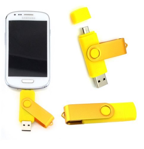ARETOP Rotatable 8GB OTG USB Flash Drive for Cell Phones & Tablet PCs (Yellow)
