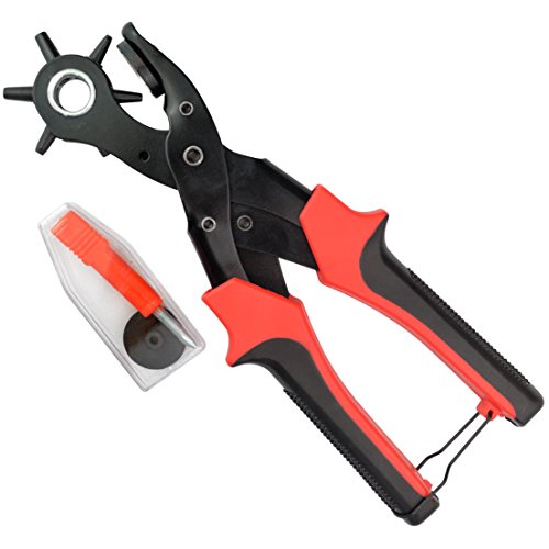 Leather Hole Punch Plier, SUMERSHA 2.0mm - 4.5mm Hole Punch Pliers Leather Belt Heavy Duty Metal Tool for DIY Hand Made