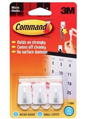 Command Micro Hooks Pack of 3 - Damage Free Hanging