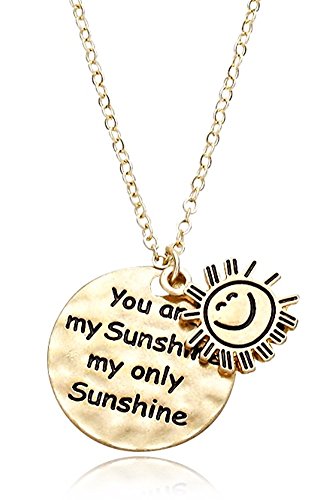 Gold Tone Round Charms You Are My Sunshine My Only Sunshine Necklace Fashion Jewelry Gift