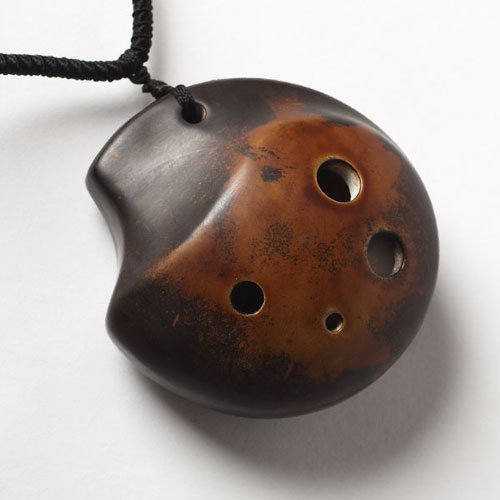 6 Hole Tai Chi Pendant Ocarina- Ceramic - Strawfire Finish- Soprano G - Focalink -Perfect Travel Companion - Easy to Play - Free Tutorial & Songbook Included