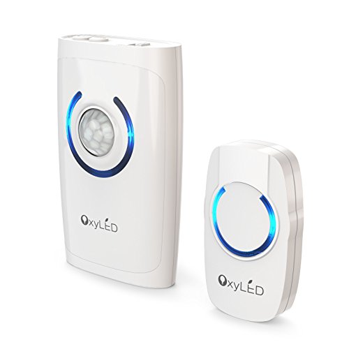 Wireless Doorbell, OxyLED Portable 4 in 1 Multi-function Cordless Door Chime, 1 Remote Button with Blue LED Indicator and 1 Reciever, Operating at Over 500-feet Range with 36 Chimes - Motion Sensor Light/Flashlight/Alarm