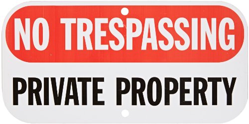 SmartSign Aluminum Sign, Legend No Trespassing Private Property, 6 high x 12 wide, Black/Red on White