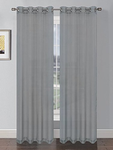 GoodGram Sheer Voile Grommet Curtain Panel, Grey