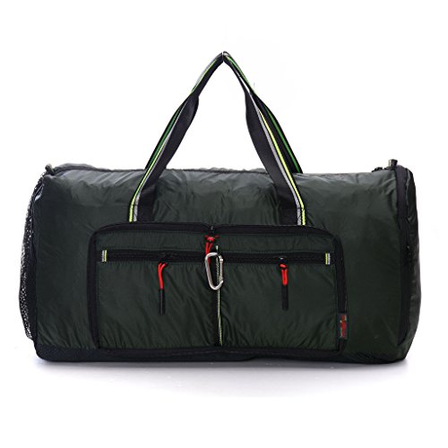 Foldable Duffle For For Women & Men - Lightweight Duffel Bag Luggage for Sports, Gym, Vacation and Travel with Shoe Pocket Dark green