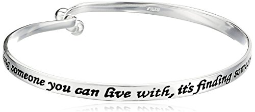 Sterling Silver Love Is... Finding Someone You Can't Live Without Sentiment Catch Bangle Bracelet
