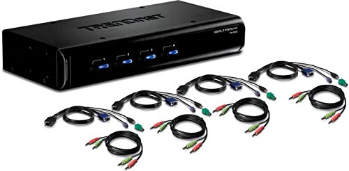 TRENDnet 4-Port USB/PS2 KVM Switch and Cable Kit with Audio, TK-423K